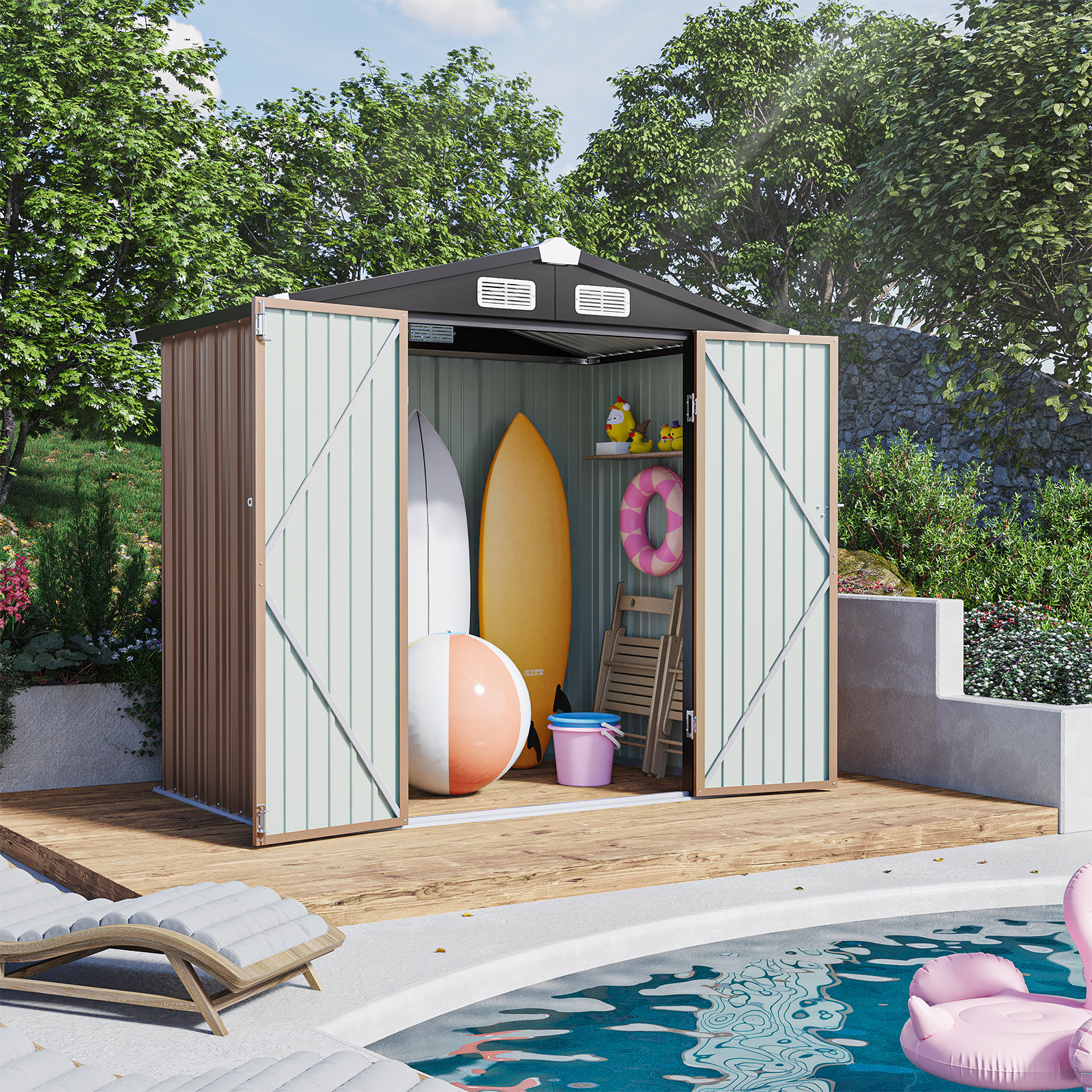 JolyDale 6 ft. W x 4 ft. D Metal Storage Shed & Reviews | Wayfair